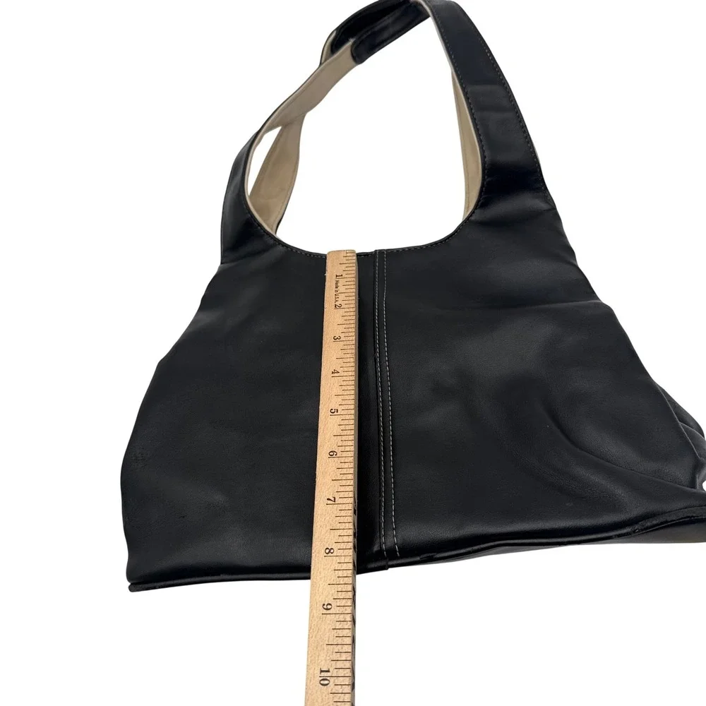 Y2K Black Hobo Shoulder Bag J Logo Matching Zip Pouch 2000s Style